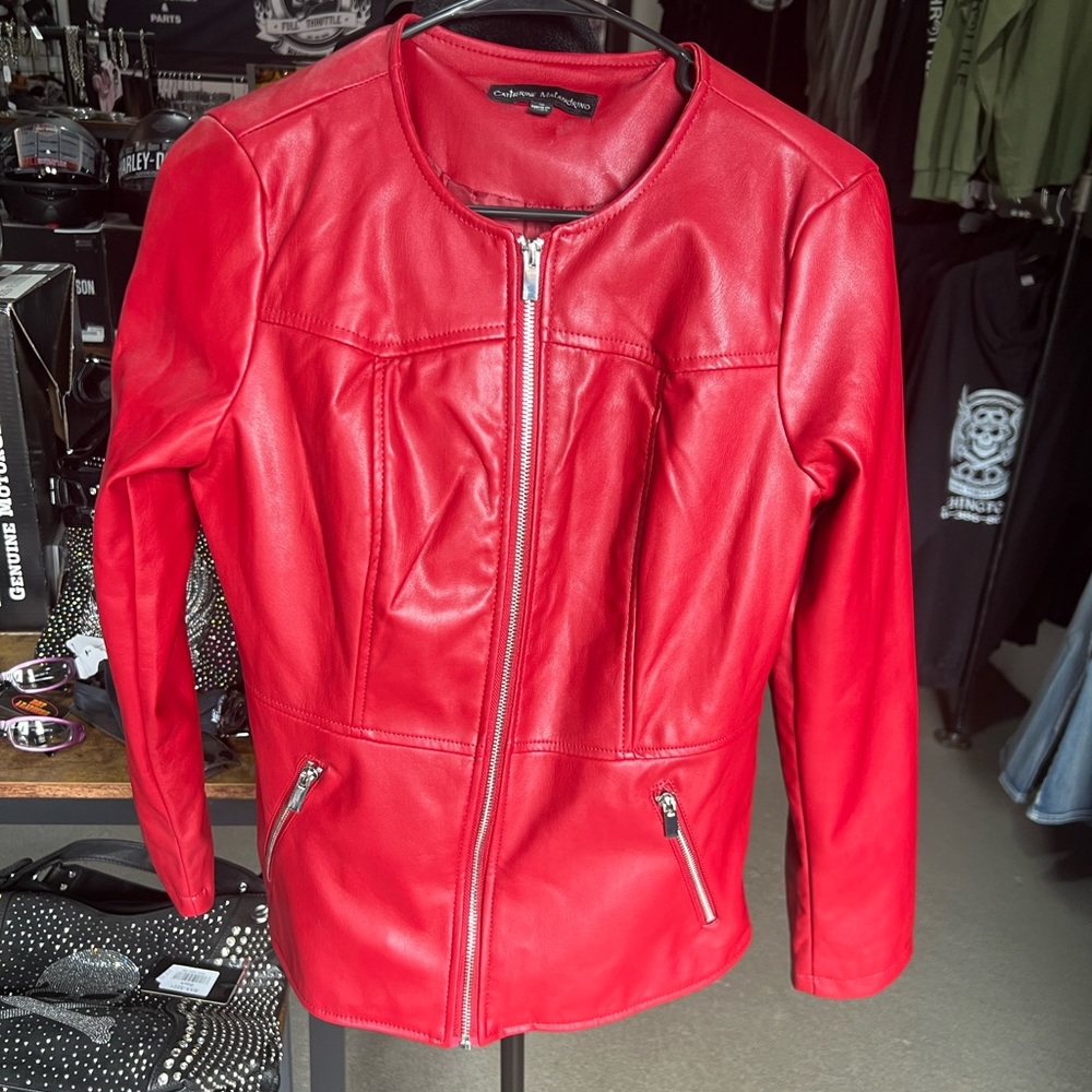 Catherine Malandrino Red Faux Leather Jacket